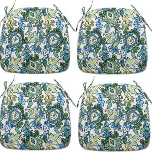 Juego de 4 cojines para sillas de exteriores e interiores de 17 x 16 x 2 pulgadas con lazos, impermeables, para todo tipo de clima, decoración para Juego de 4 cojines para sillas de exteriores e interiores de 17 x 16 x 2 pulgadas con lazos, impermeables, para todo tipo de clima, decoración para