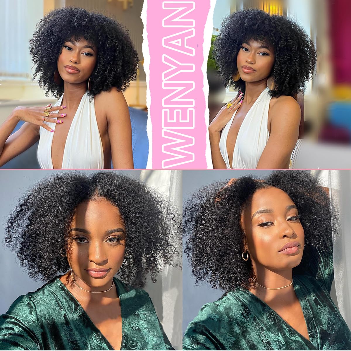 Extensiones de cabello humano rizado afro mongol de 10, 12, 14 pulgadas, 4B 4C, afro a granel, cabello humano virgen sin procesar para mujeres,