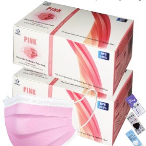 100 cubrebocas desechables de color rosa para mujer, 3 capas (2 no tejidos1 tela fundida) de un solo uso, clip para la nariz, ventilación de alta 100 cubrebocas desechables de color rosa para mujer, 3 capas (2 no tejidos1 tela fundida) de un solo uso, clip para la nariz, ventilación de alta