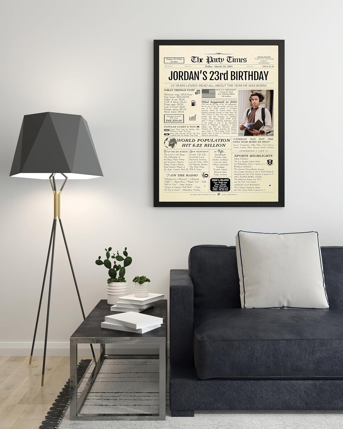 Decoraciones personalizadas para fiesta de cumpleaños número 23 para ella, él, hijo, hija, póster personalizado con nombre, foto, regreso al año en
