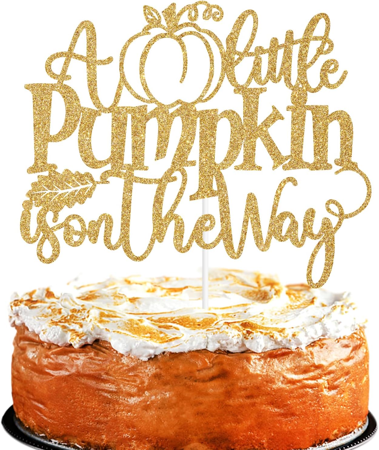 Decoración para tartas con purpurina dorada “A Little Pumpkin is on the Way”, dulce calabazacalabaza Oh BabyLittle Pumpkin, decoración de fiesta de