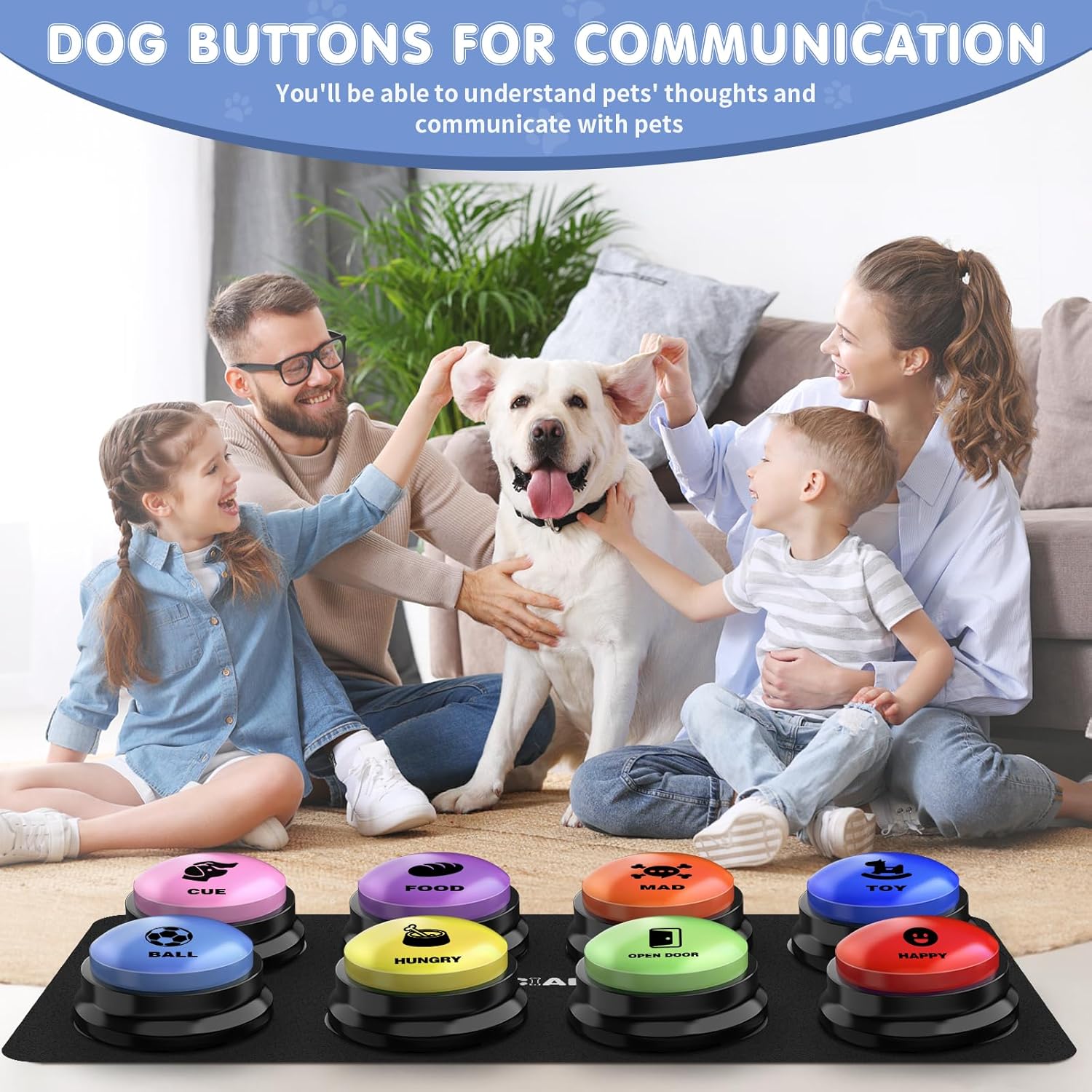 Botones para comunicación para perros, juego de 8 botones de conversación para perros, botones de entrenamiento de voz grabables de 30 segundos, con