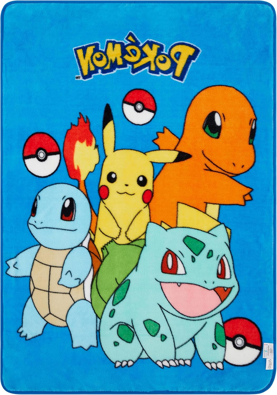 Pokemon Pikachu – Manta de forro polar de felpa  Pikachu Charmander Bulbasaur Pokeball manta (grupo azul)
