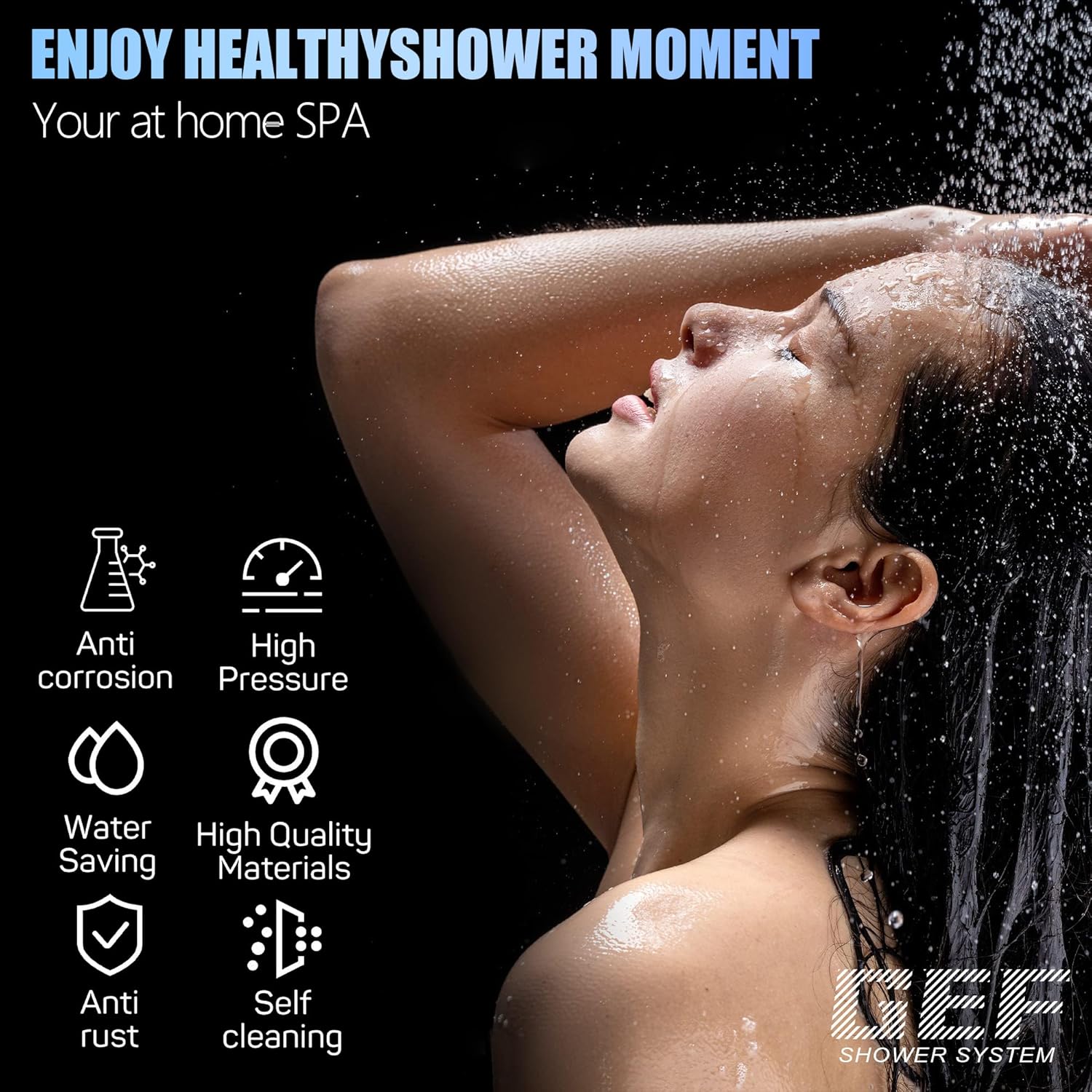 Ducha de mano de alta presión potente 5 modos de pulverización ahorro de agua ángulos ajustables 6.6 pies manguera de acero inoxidable cabezal de