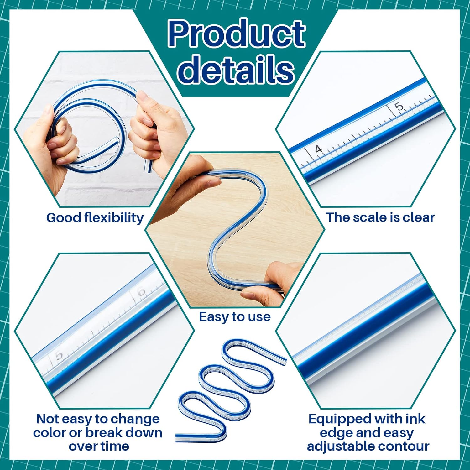 3 reglas de curva flexibles de 12, 16, 24 pulgadas, reglas flexibles para dibujar, regla curva para coser, cinta métrica flexible de curva ideal