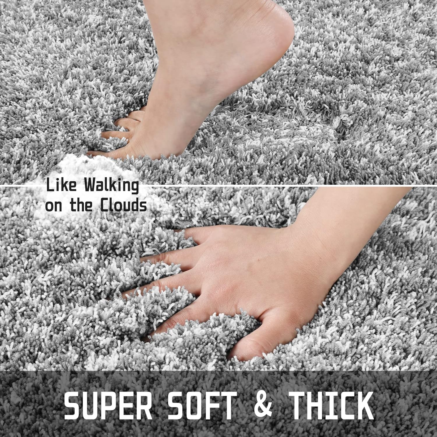 Yimobra Alfombra de baño esponjosa, mullida, suave, cómoda, antideslizante, absorbe el agua, microfibra, secado rápido, lavable a máquina, gruesas,
