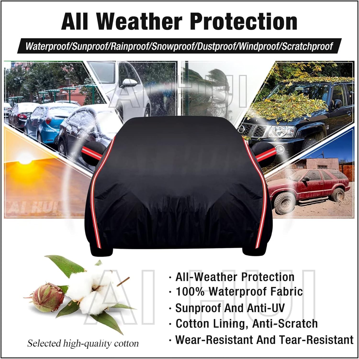 AI HUI Funda impermeable para automóvil compatible con Nissan NP300 Navara, cubierta impermeable para todo tipo de clima, para automóviles,