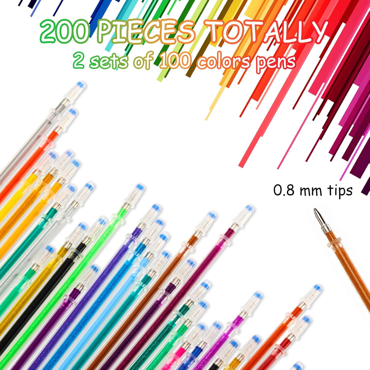 Zonon 200 recambios de bolígrafo de tinta de gel para niños y adultos, libros de colorear, dibujar, garabatear, manualidades, diario, álbumes de