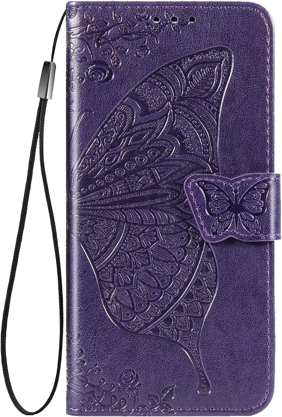 Funda tipo cartera para Galaxy S23 5G, con estampado de mariposas y flores, de piel sintética, con ranuras para tarjetas y función atril para