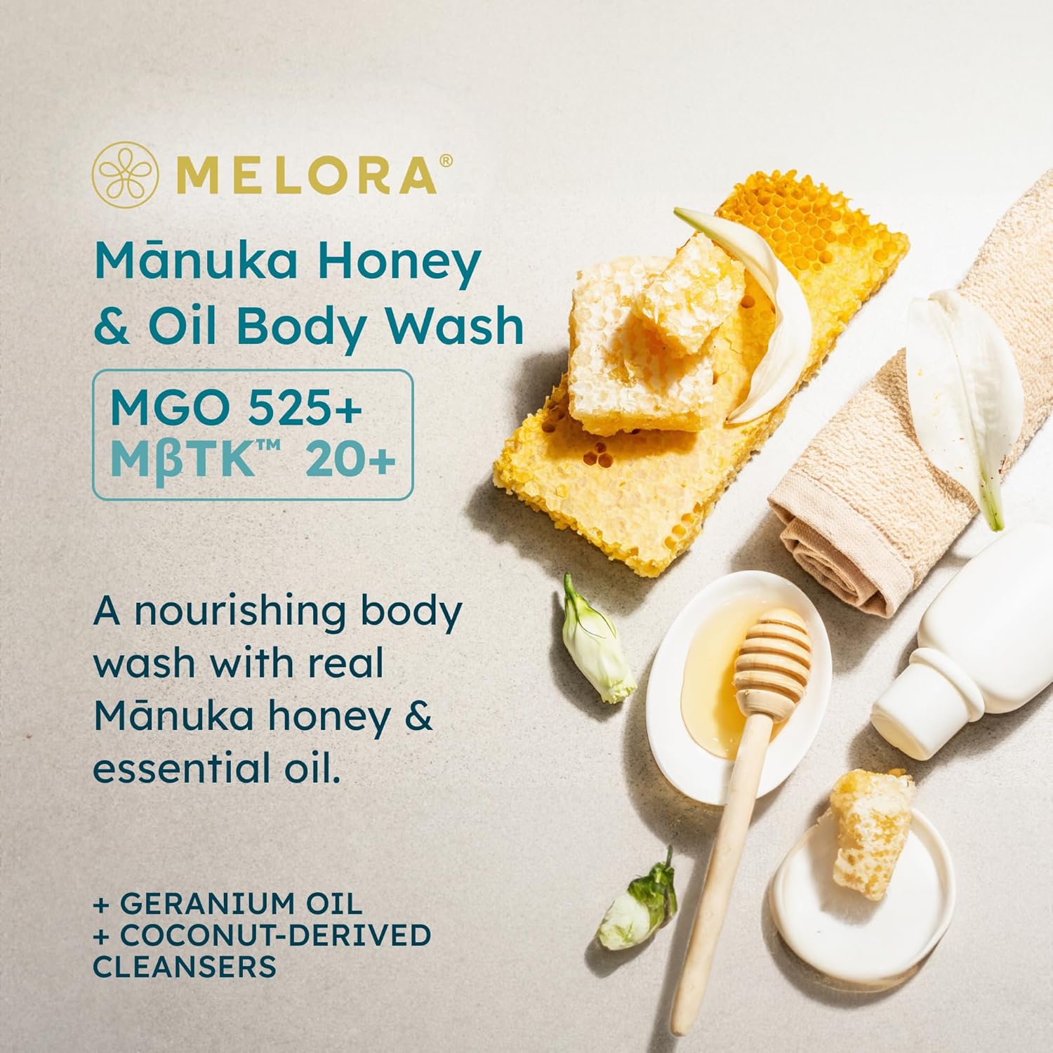 MELORA Jabón corporal de miel de Manuka (7 onzas), jabón corporal hidratante para el cuidado de la piel con miel de manuka y aceite para acné, piel