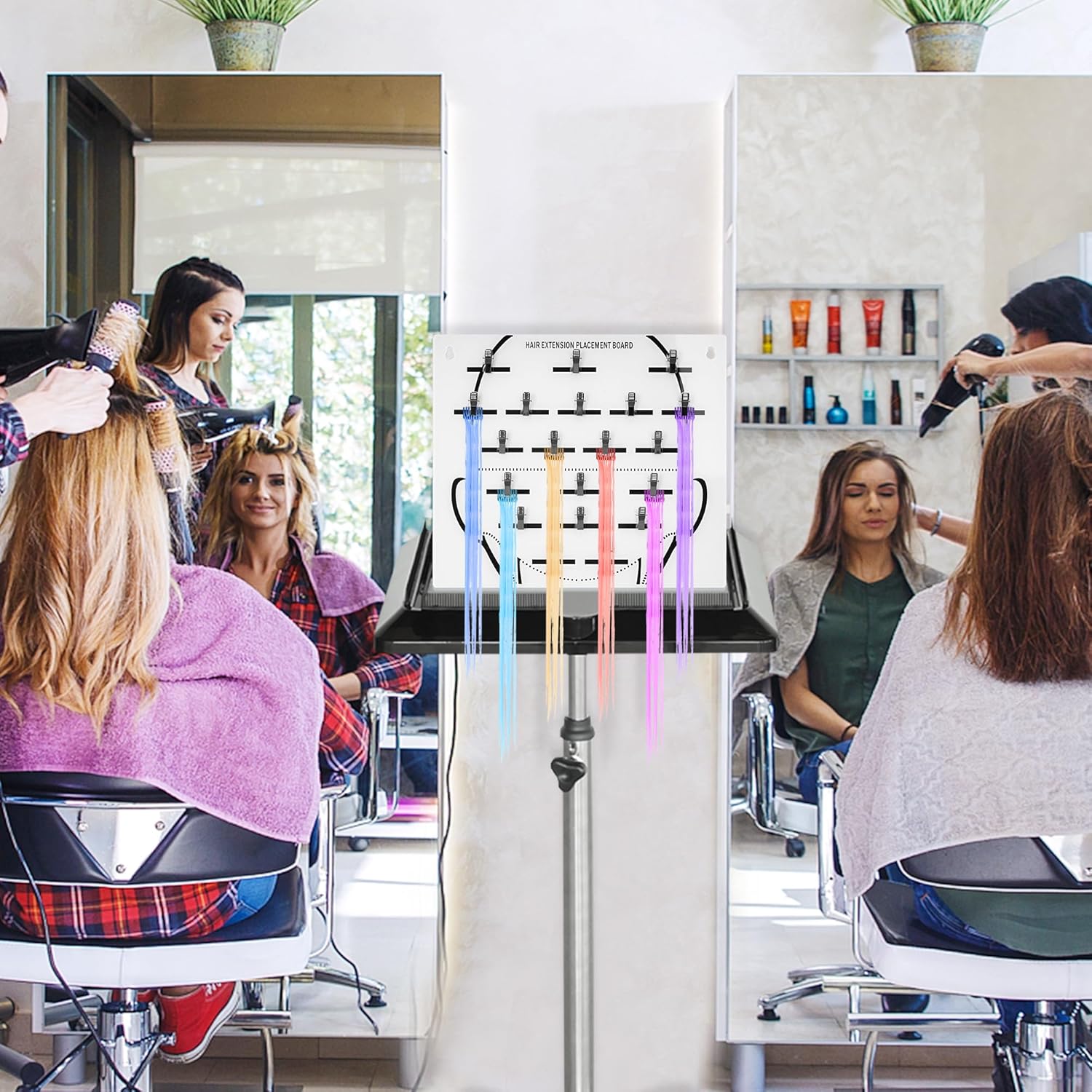 yeshine Soporte de extensión de cabello para montaje en pared, placa de tinte para el cabello, tablero de exhibición de seccionamiento, placa