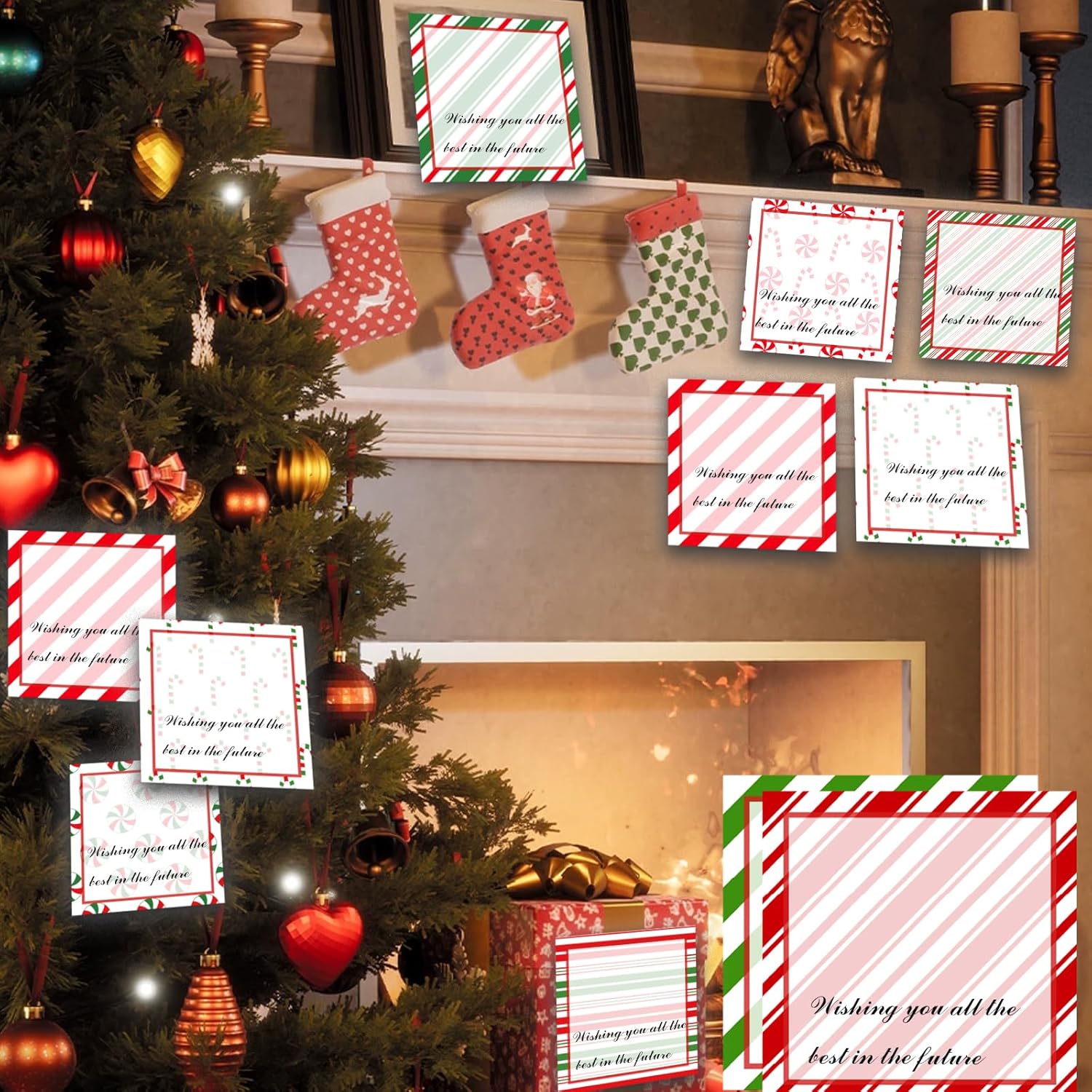 9 notas adhesivas de caramelo de Navidad de 3 x 3 pulgadas, lindos blocs de notas de caramelo de Navidad, notas de notas de caramelo de invierno