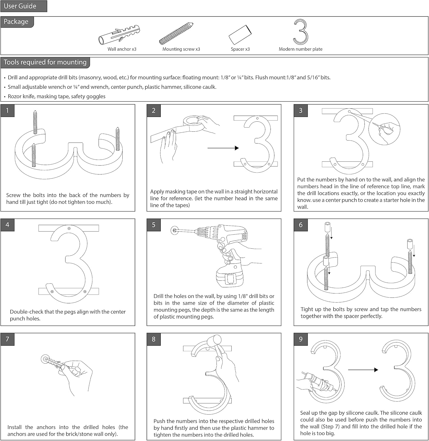 Paulton Número de casa blanca  Números de altura de 5 pulgadas para decoración del hogar  Números de casa modernos para dirección y buzón (4)