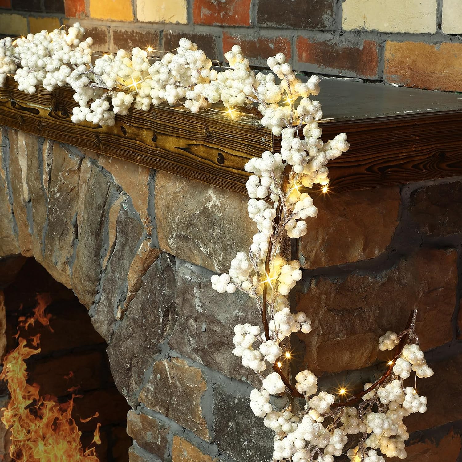 Guirnalda de bayas iluminadas para interiores, guirnalda artificial para el día de San Valentín, invierno, otoño, Navidad, decoración de Navidad,