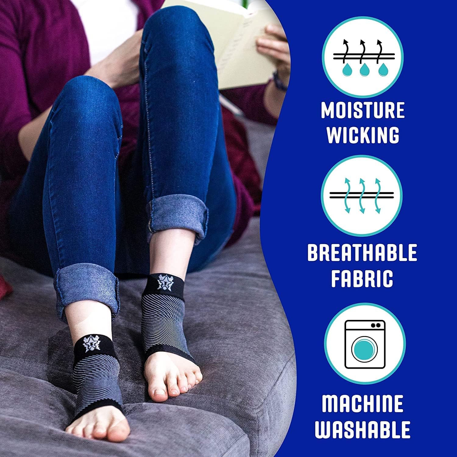 Bitly Calcetines de compresión para fascitis plantar para mujeres y hombres, la mejor tobillera y calcetines nano para uso diario, proporciona apoyo