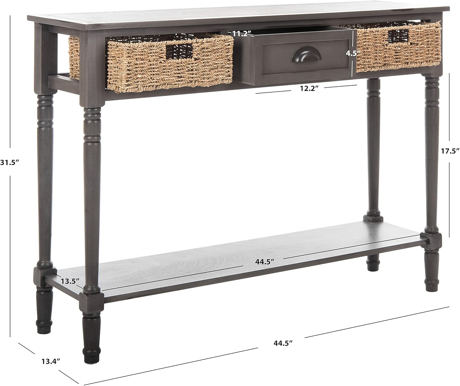 Safavieh American Homes Collection Winifred – Mesa consola de mimbre gris con almacenamiento