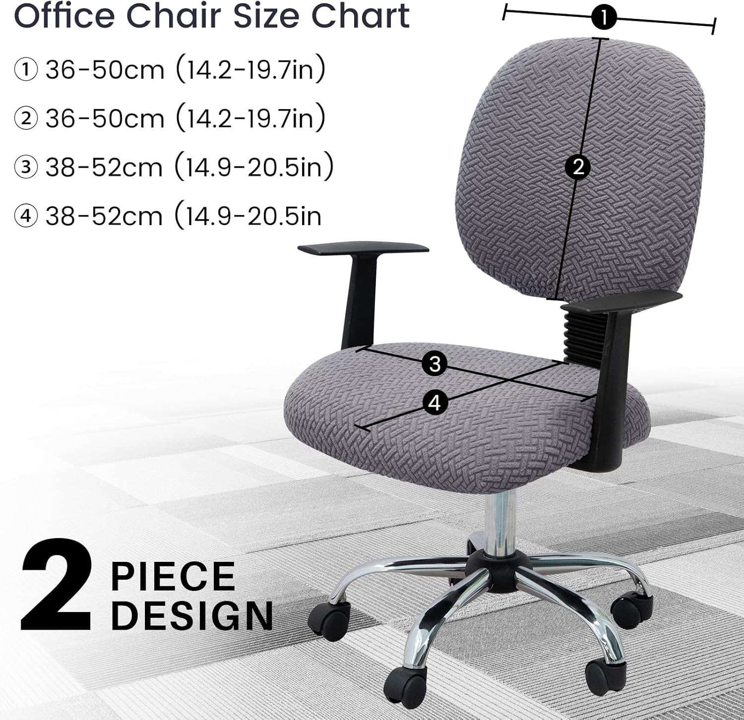 MIFXIN Funda elástica elástica para silla de computadora, 2 piezas, de punto, universal, para silla de computadora, protector de muebles para