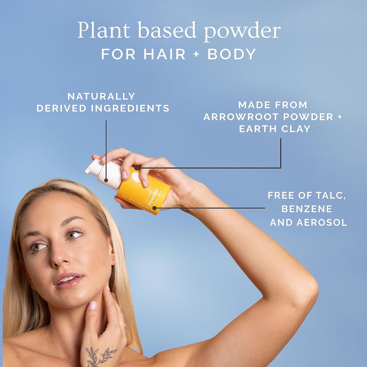 Cleo & Coco – Champú seco natural en polvo – Para cuerpo y cabello – Para mujeres – Absorbe el olor y el sudor – Aceites esenciales y polvo de
