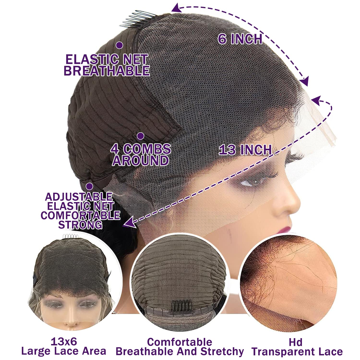 Pelucas de cabello humano virgen brasileño virgen brasileño con encaje frontal de 13 x 6 pulgadas, 180 % de densidad, transparente, HD, rizado