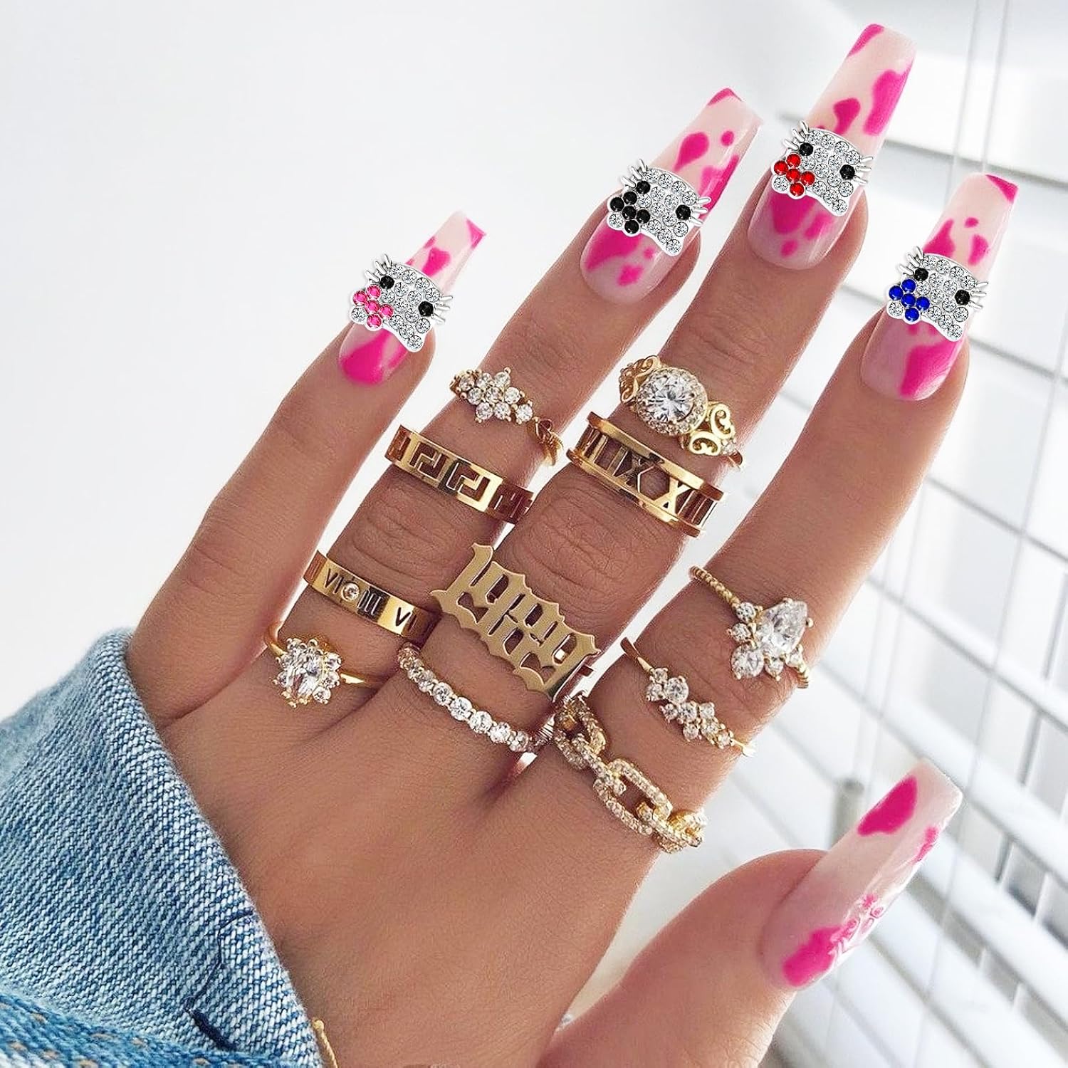 60 dijes de uñas Kawaii 3D para decoración de uñas, suministros de resina con parte trasera plana para uñas acrílicas, lindos dibujos animados de
