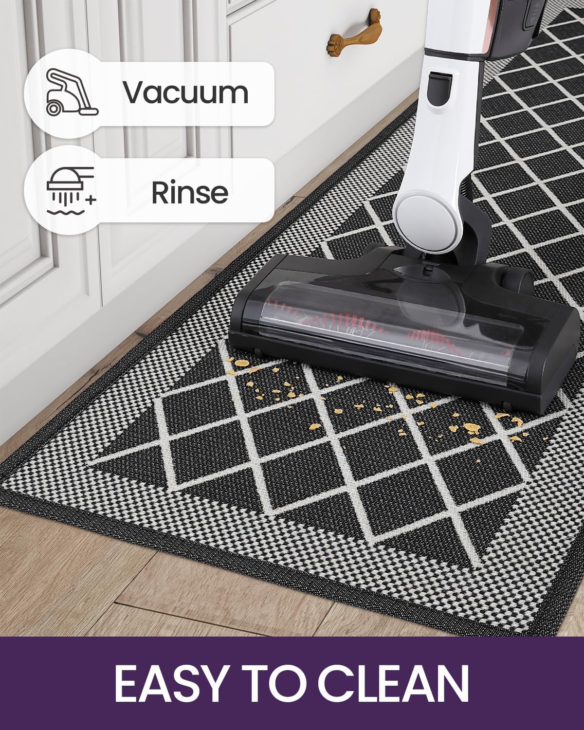DEXI Alfombras y tapetes de cocina para piso, alfombras absorbentes de cocina antideslizantes, lavables, juego de 2 tapetes de cocina para la parte