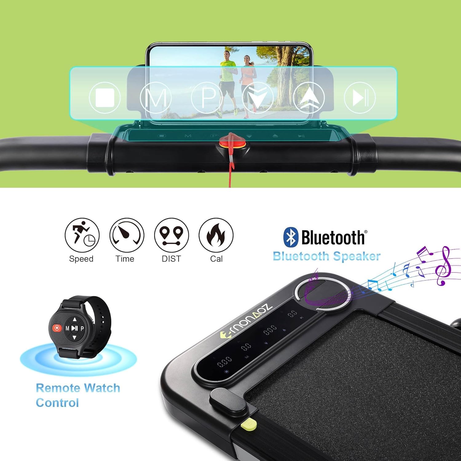 Caminadora 2 en 1 para usar debajo del escritorio, para uso en la oficina en casa con altavoz Bluetooth, 2.5 HP, máquina de correr para correr,