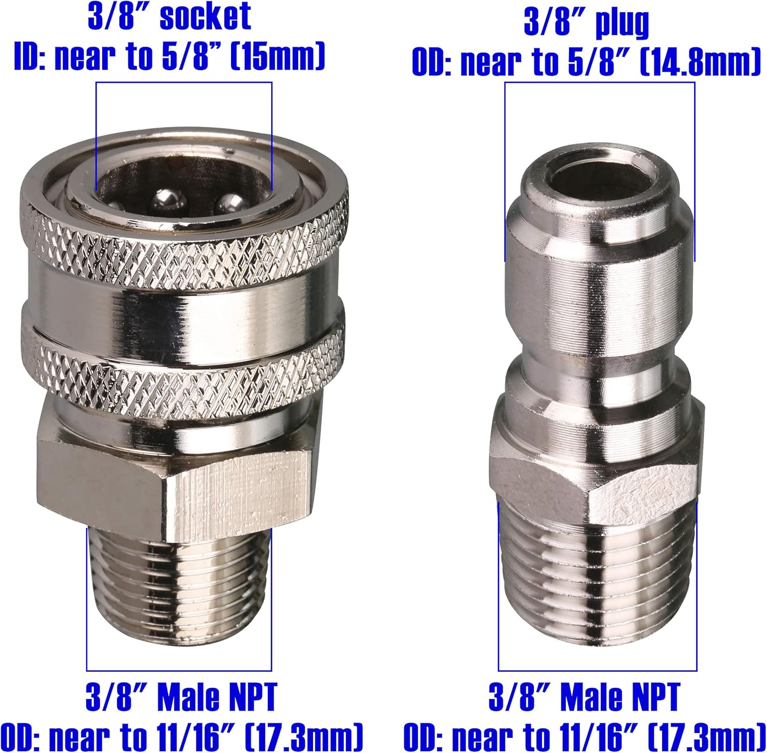 Tool Daily Juego de adaptadores para lavadora a presión, kit de conexión rápida, rosca macho de 38 pulgadas, 5000 PSI