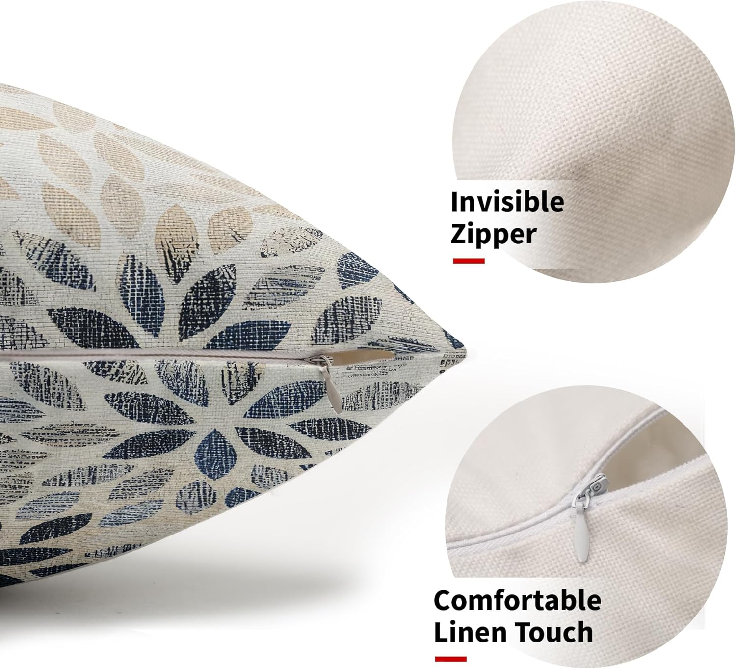 Juego de 2 fundas de almohada lumbar de dalia azul marino de 12 x 20 pulgadas, fundas de almohada rectangulares decorativas de flores geométricas