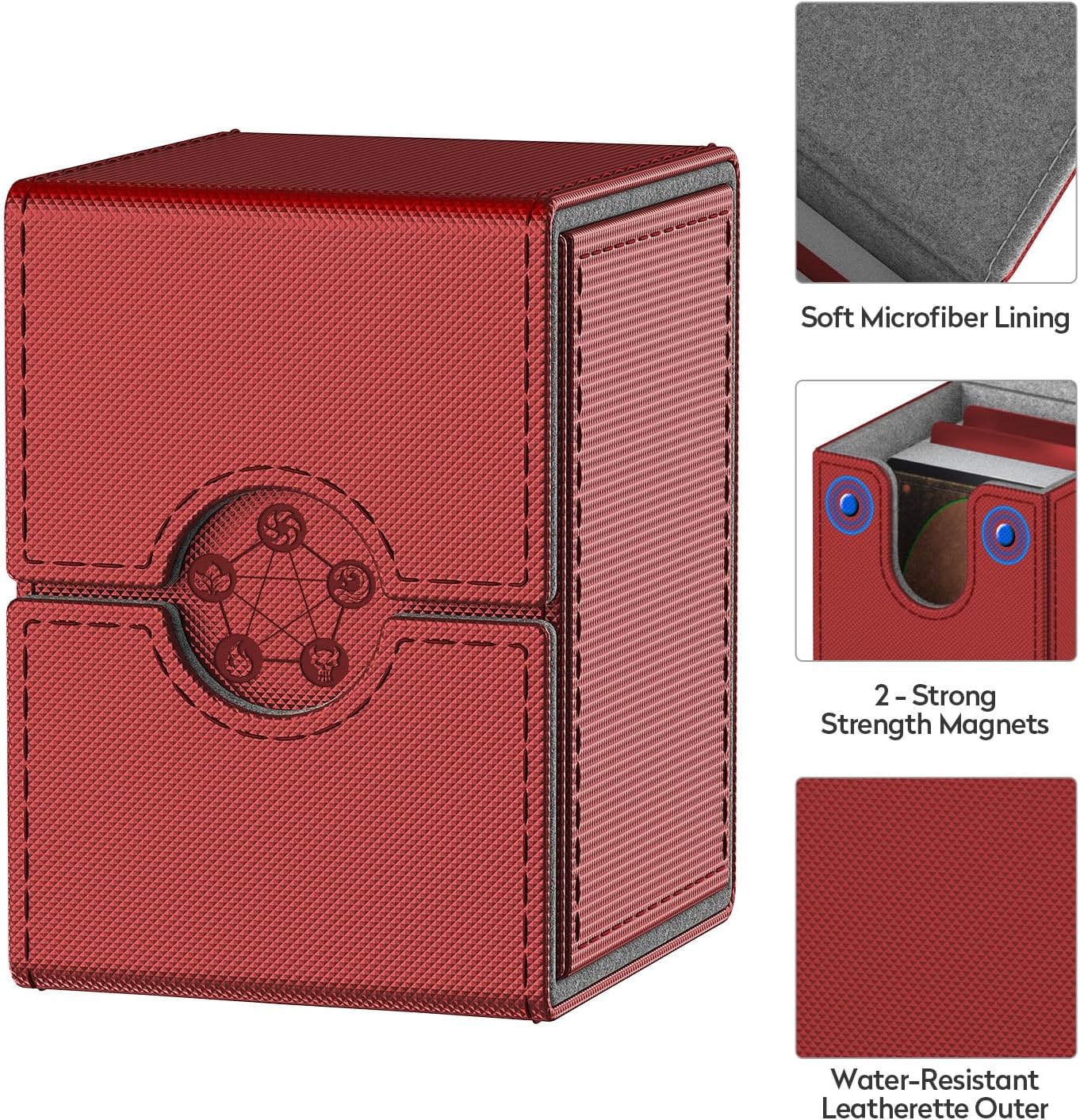 Caja de cubierta compatible con tarjetas MTG, funda para tarjetas coleccionables con 2 divisores por soporte, tamaño grande para más de 100 tarjetas