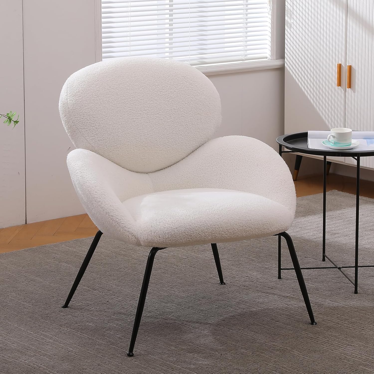 NIOIIKIT Silla decorativa moderna, silla de comedor tapizada con patas de metal negro, cómoda y bonita silla de tocador, sillón individual de ocio