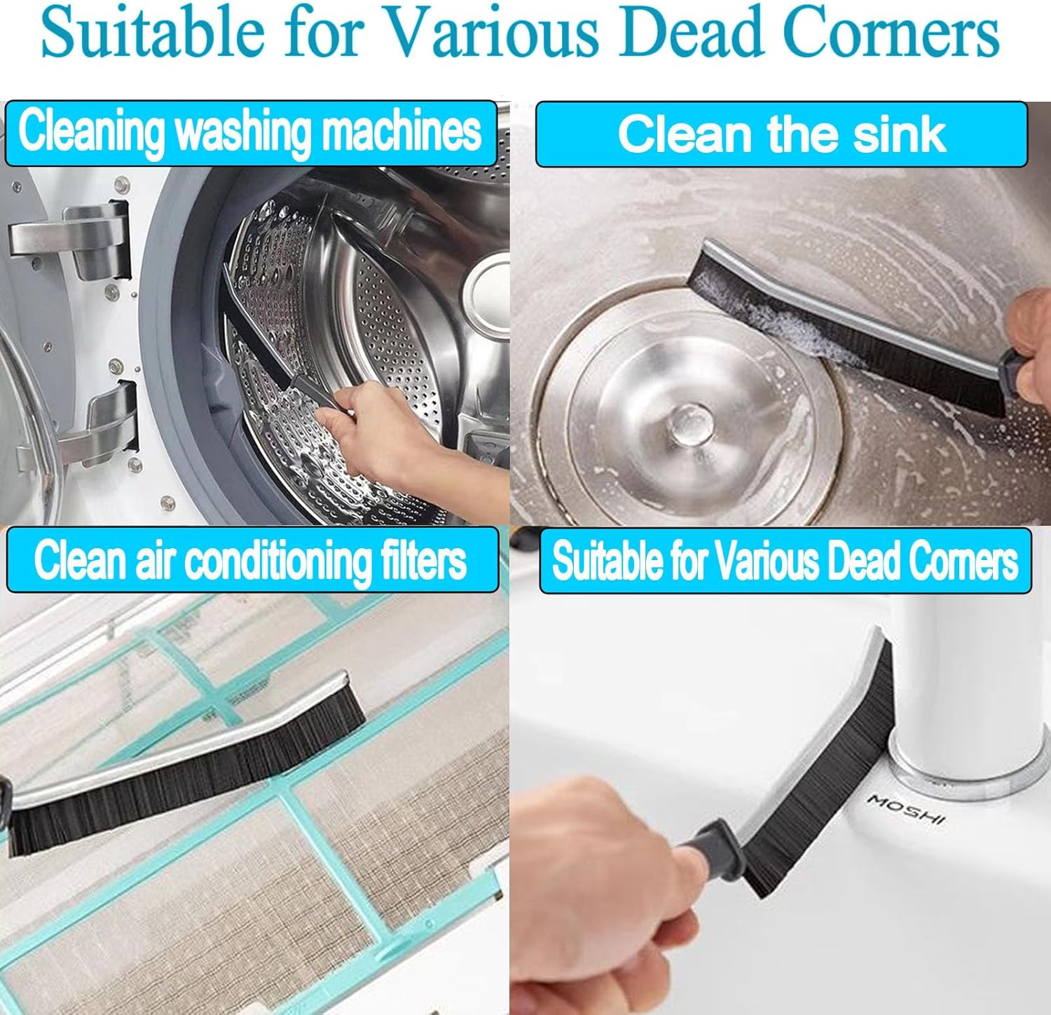 Cepillo de limpieza de hendiduras, herramienta multifuncional de limpieza de hendiduras, cepillos de esquinas muertas para baño, cocina, azulejos,