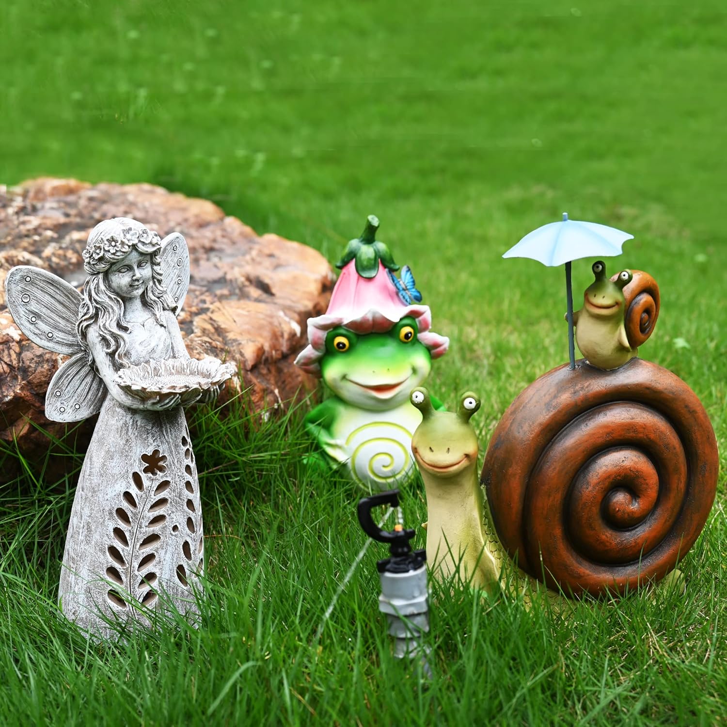 WENYLE Figura de rana para decoración de jardín, estatuas de ranas de flores para jardín al aire libre, perfectas para regalo de arte de patio,