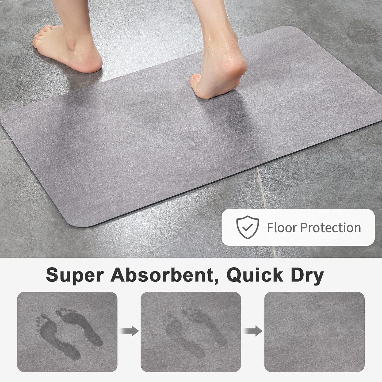 Stiio – Tapetes de baño de 17 x 29.5 pulgadas para baño, súper absorbentes, de secado rápido, de goma antideslizante, delgadas, para debajo de la