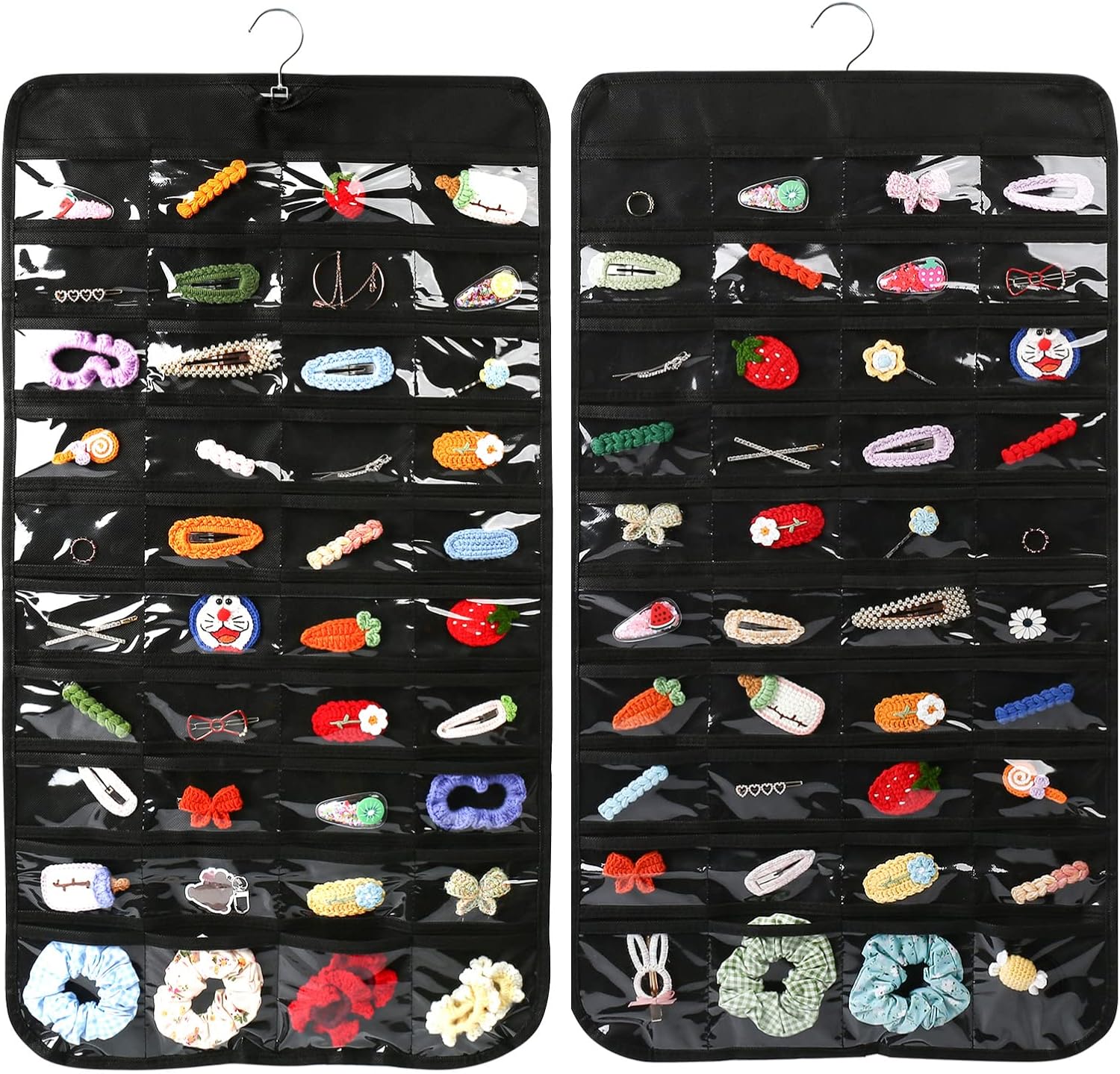 Organizador colgante de joyas, 80 bolsillos, organizador de aretes, organizador de pulseras con bolsillos para mujer, para colgar aretes, collares,