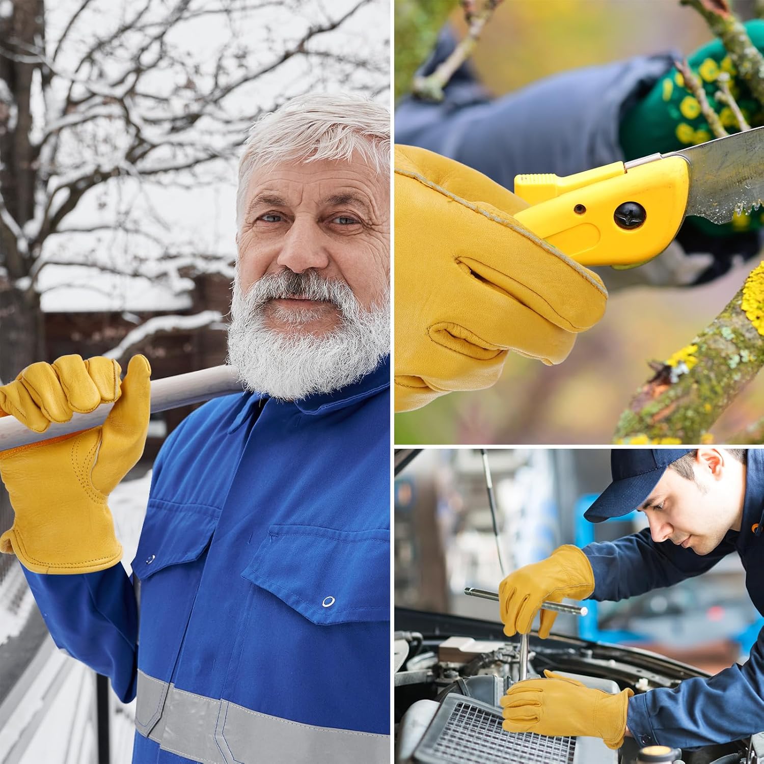 16 pares de guantes de cuero de vaca a granel para hombres, guantes de cuero de jardinería para trabajo, resistentes a cortes, construcción,