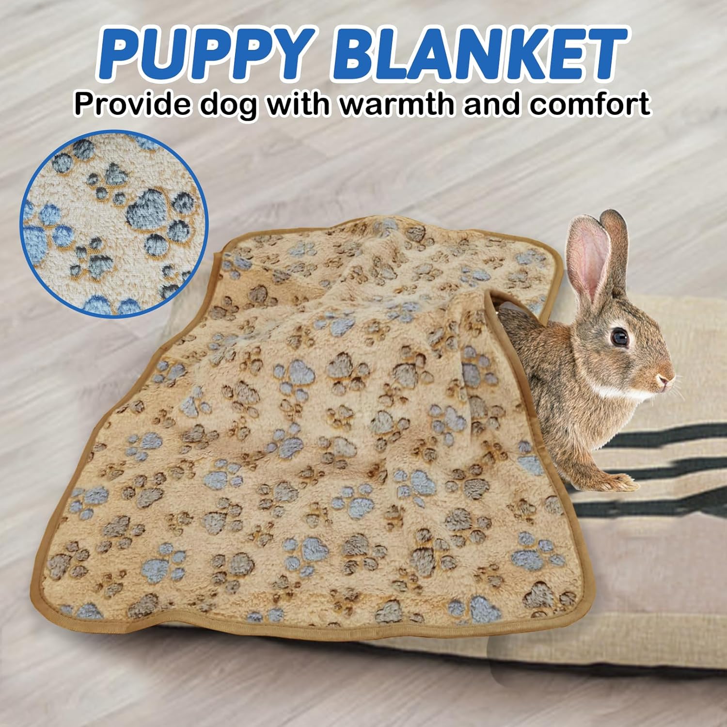 PINVNBY 3 mantas de gato, manta suave y esponjosa para perros con patas de cachorro, forro polar coral, jaulas de conejo, mantas lindas para