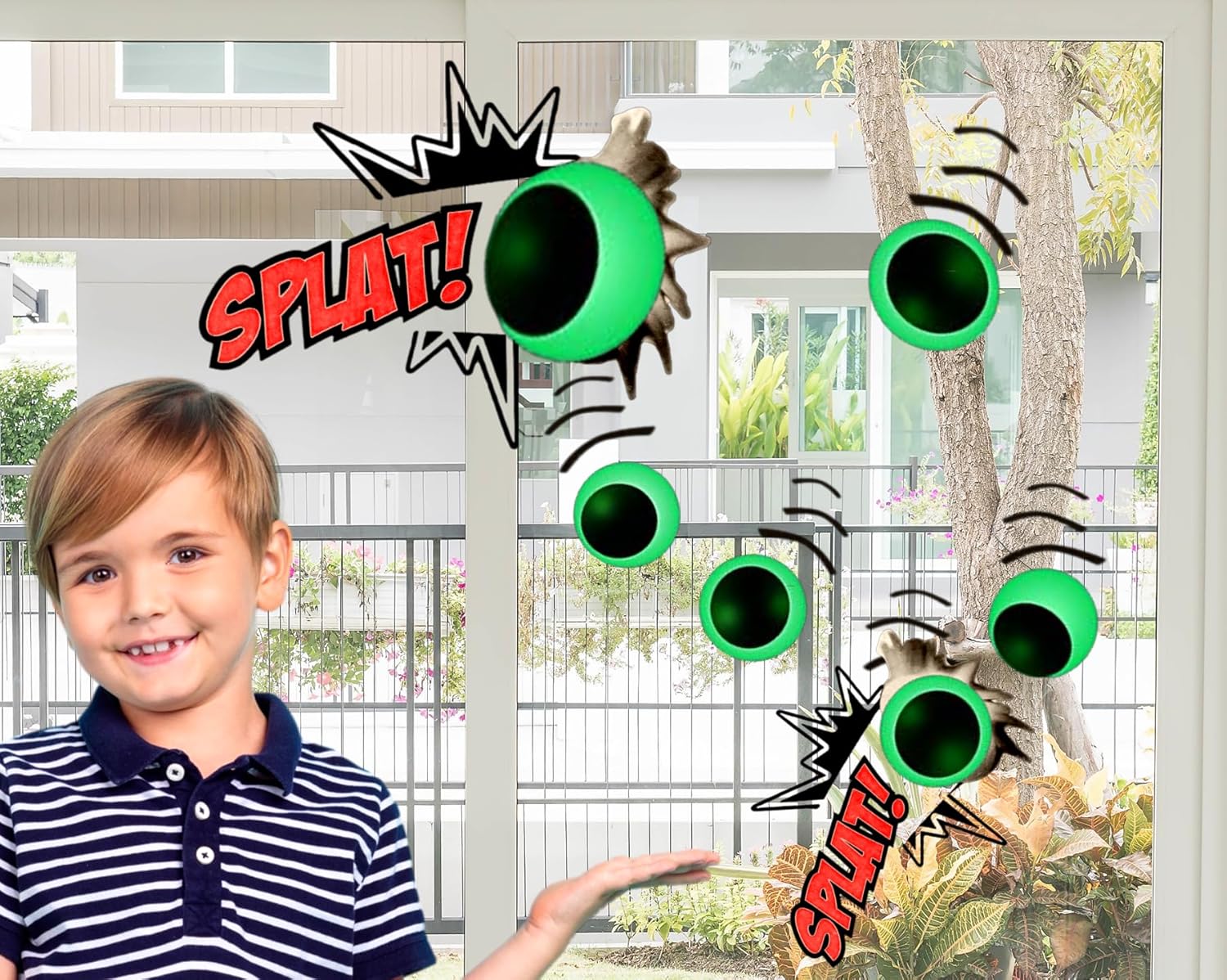 JA-RU Sticky Eyeballs – Escaladores que brillan en la oscuridad (1 paquete de 2)  Juguete blando luminoso para decoración de Halloween y recuerdos