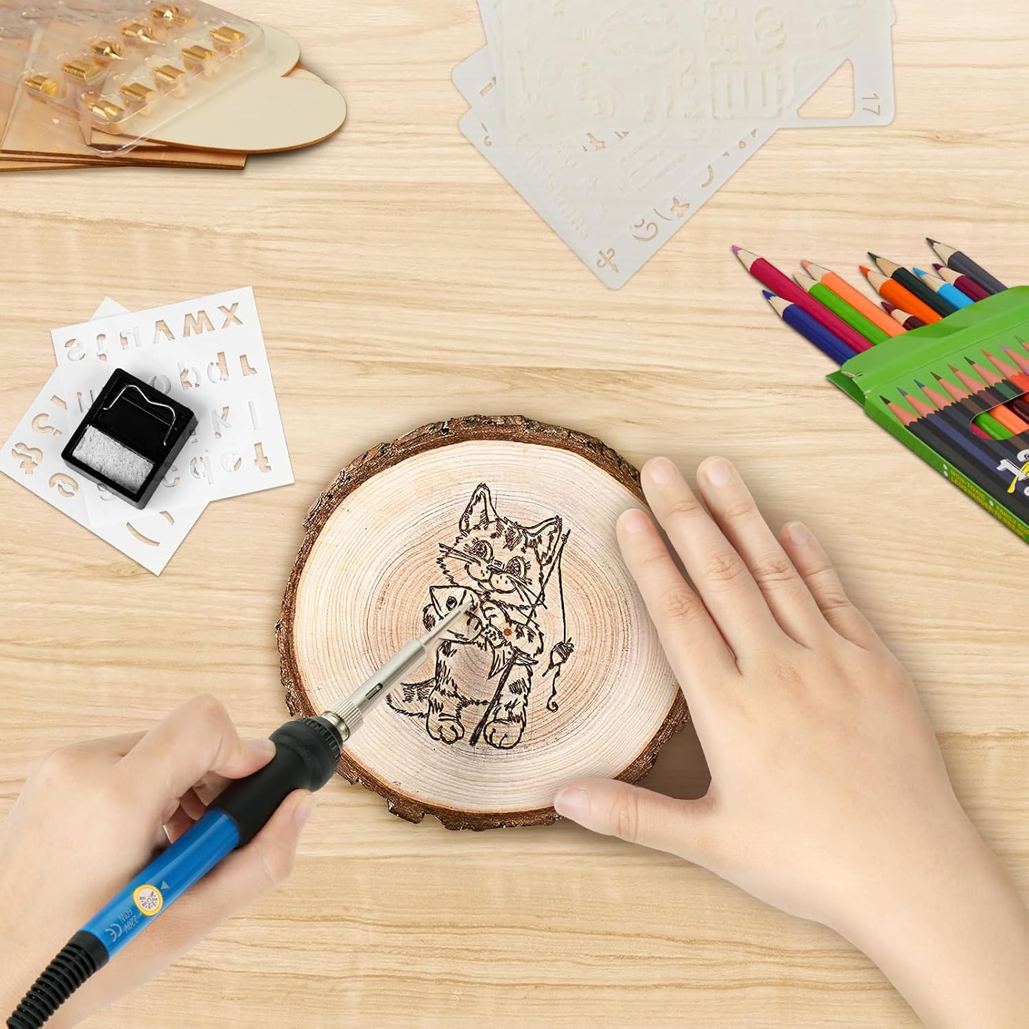Wood Burning Kit for Adults Wood Burner with Adjustable Temperature – Professional Wood Burning Tool for Beginners Kids Soldering Embossing Carving