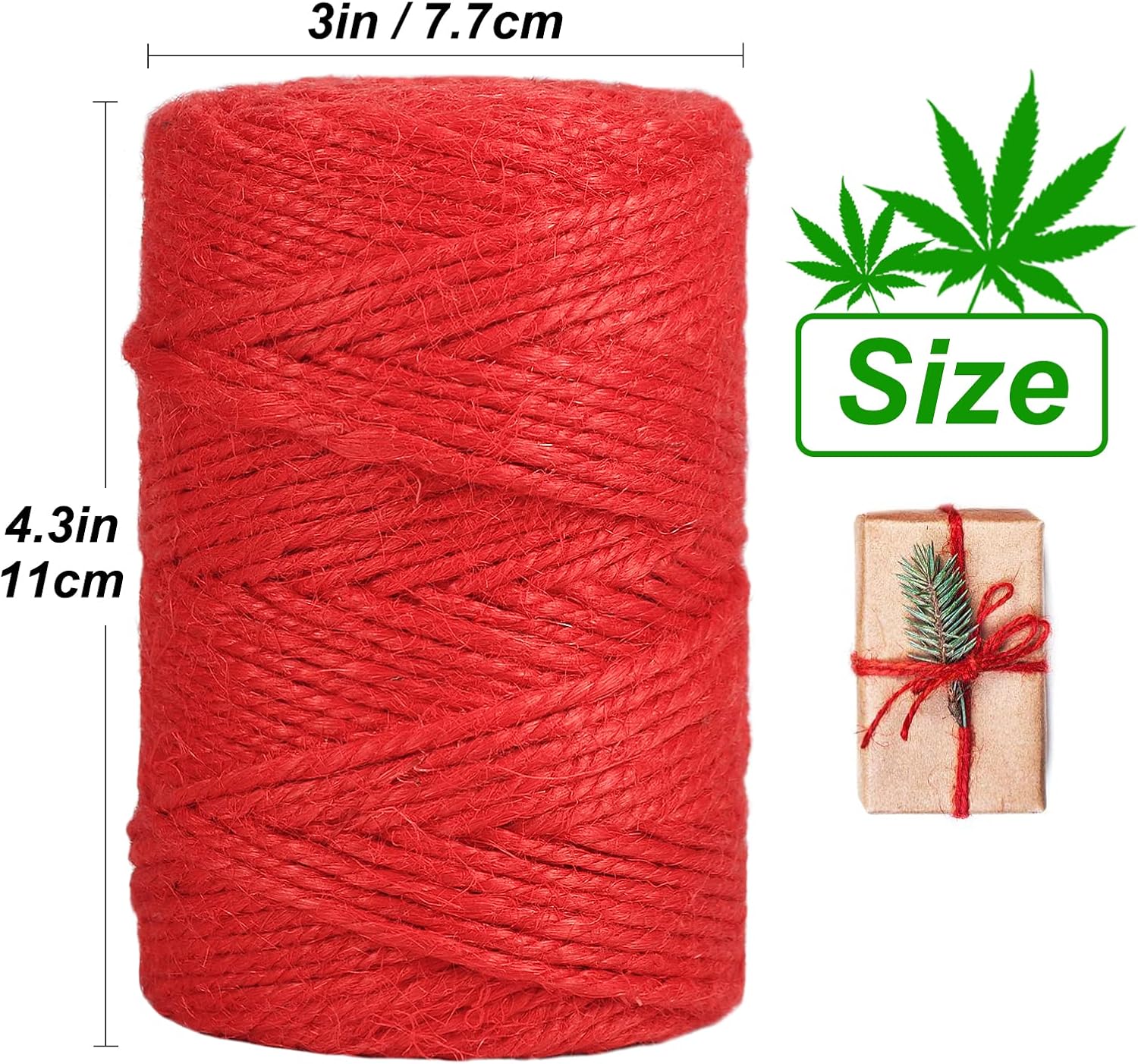 Vivifying Cordel rojo, cuerda de Navidad de 328 pies de 0.118 in para envolver regalos, manualidades, embalaje y colgar