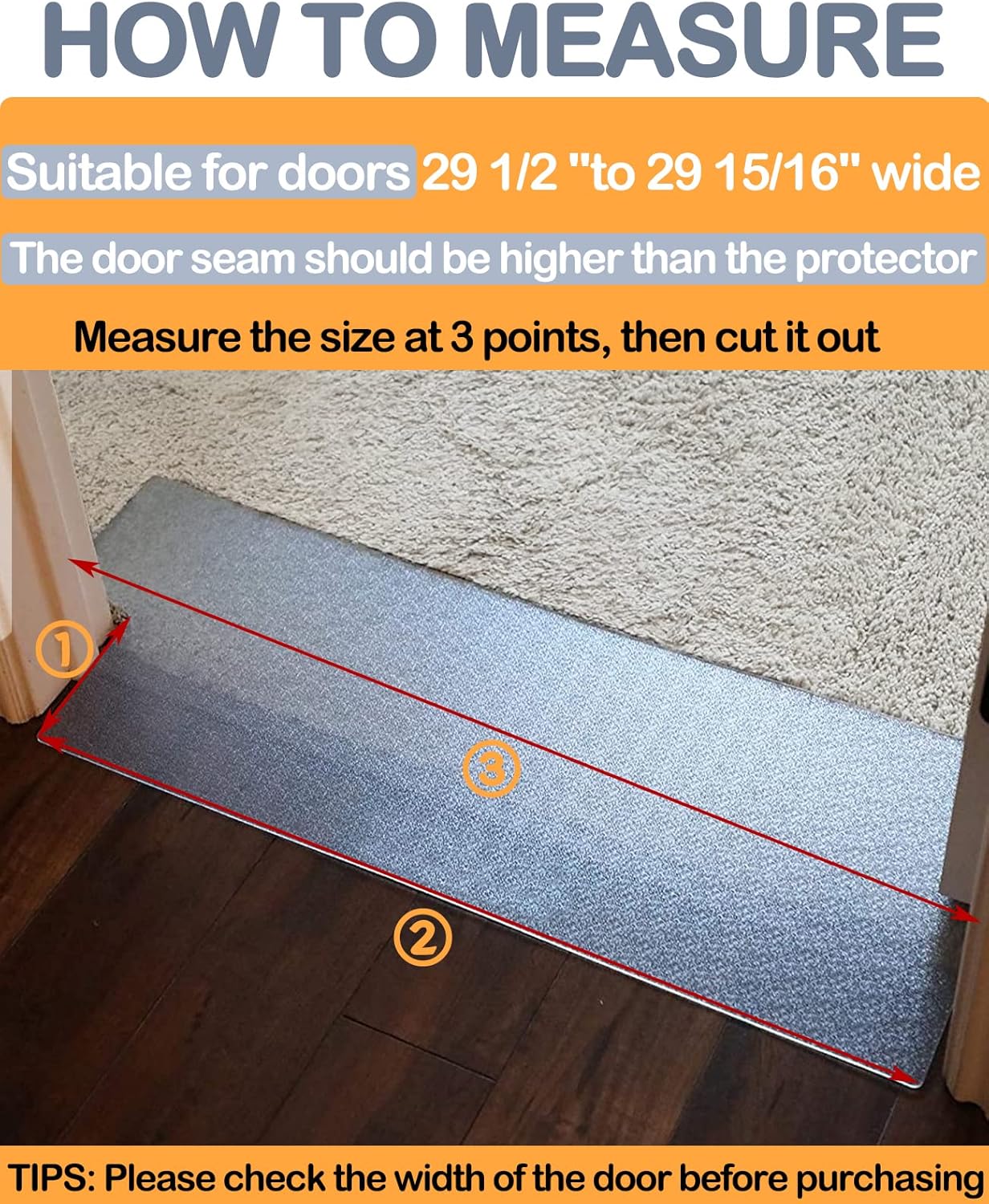 BNOSDM Protector de alfombra para gatos de interior de 8.2 pies, tapón de arañazos, plástico resistente, fácil de cortar, transparente,