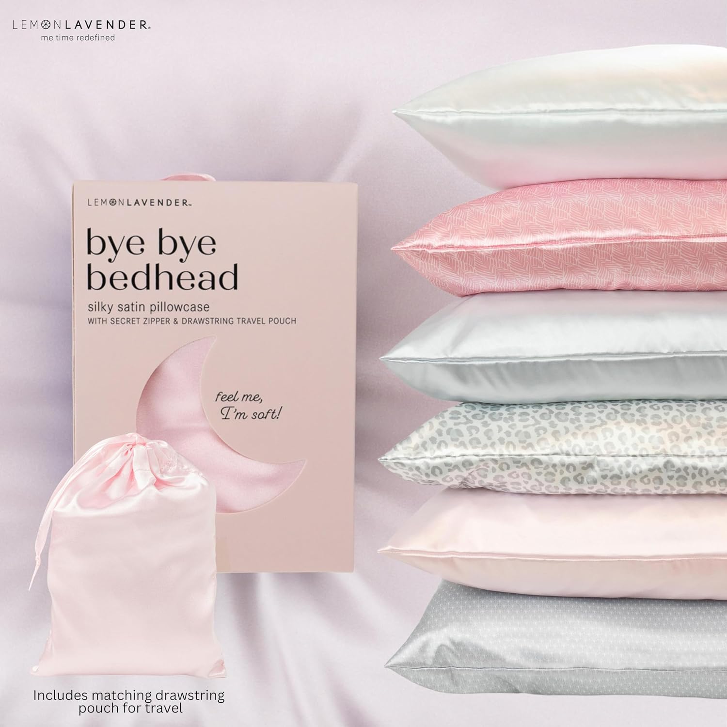 Lemon Lavender Funda de almohada de satén sedoso de lujo para piel y cabello de 22 x 40 pulgadas eleva tu rutina de sueño y cuidado del cabello –