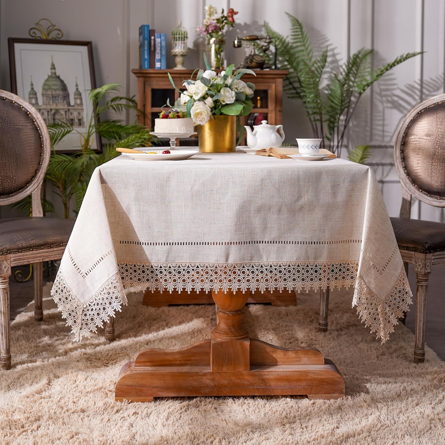 ARTABEL – Manteles de mesa de trabajo cortados con encaje láser troquelado a láser, exquisitos vintage, Shabby Chic para vacaciones, bodas, mesas