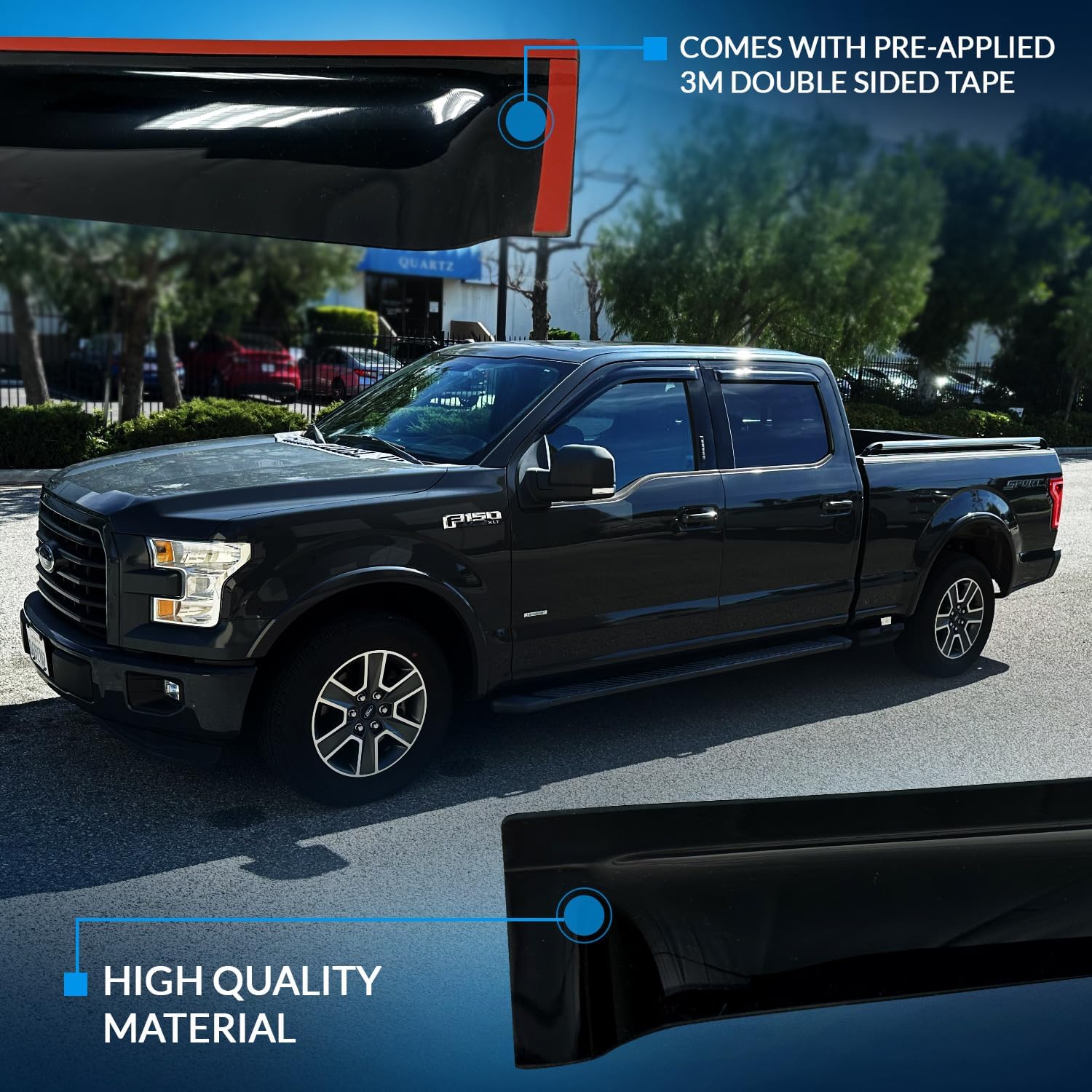 Tuningpros Visor de ventana compatible con Chevrolet Suburban 1973-1991, DGWV2-069, deflector de montaje exterior, protector de lluvia, humo oscuro,