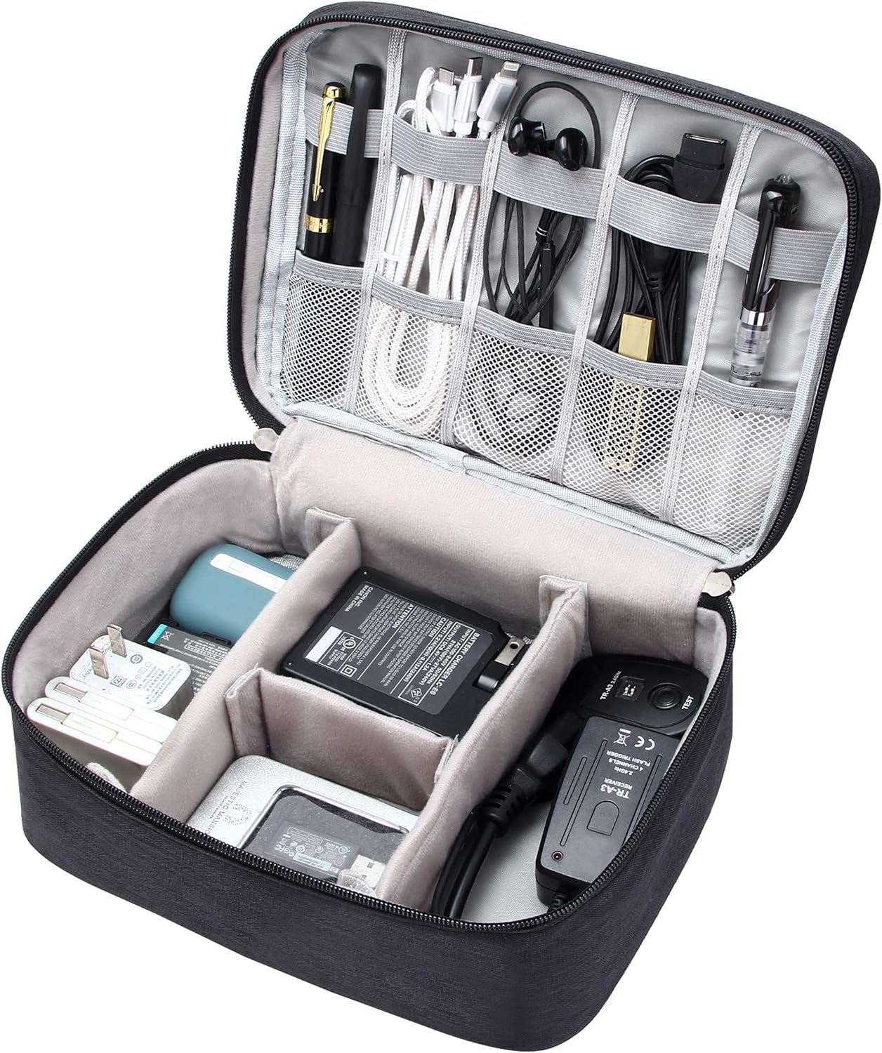 VOCUS Organizador de artículos electrónicos, bolsa organizadora de cables de viaje para accesorios electrónicos, estuche de almacenamiento grande
