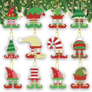 Kit de llavero de pintura de diamante con patas de elfo de Navidad, accesorios de arte de diamante, accesorios de arte de diamantes para bricolaje, Kit de llavero de pintura de diamante con patas de elfo de Navidad, accesorios de arte de diamante, accesorios de arte de diamantes para bricolaje,
