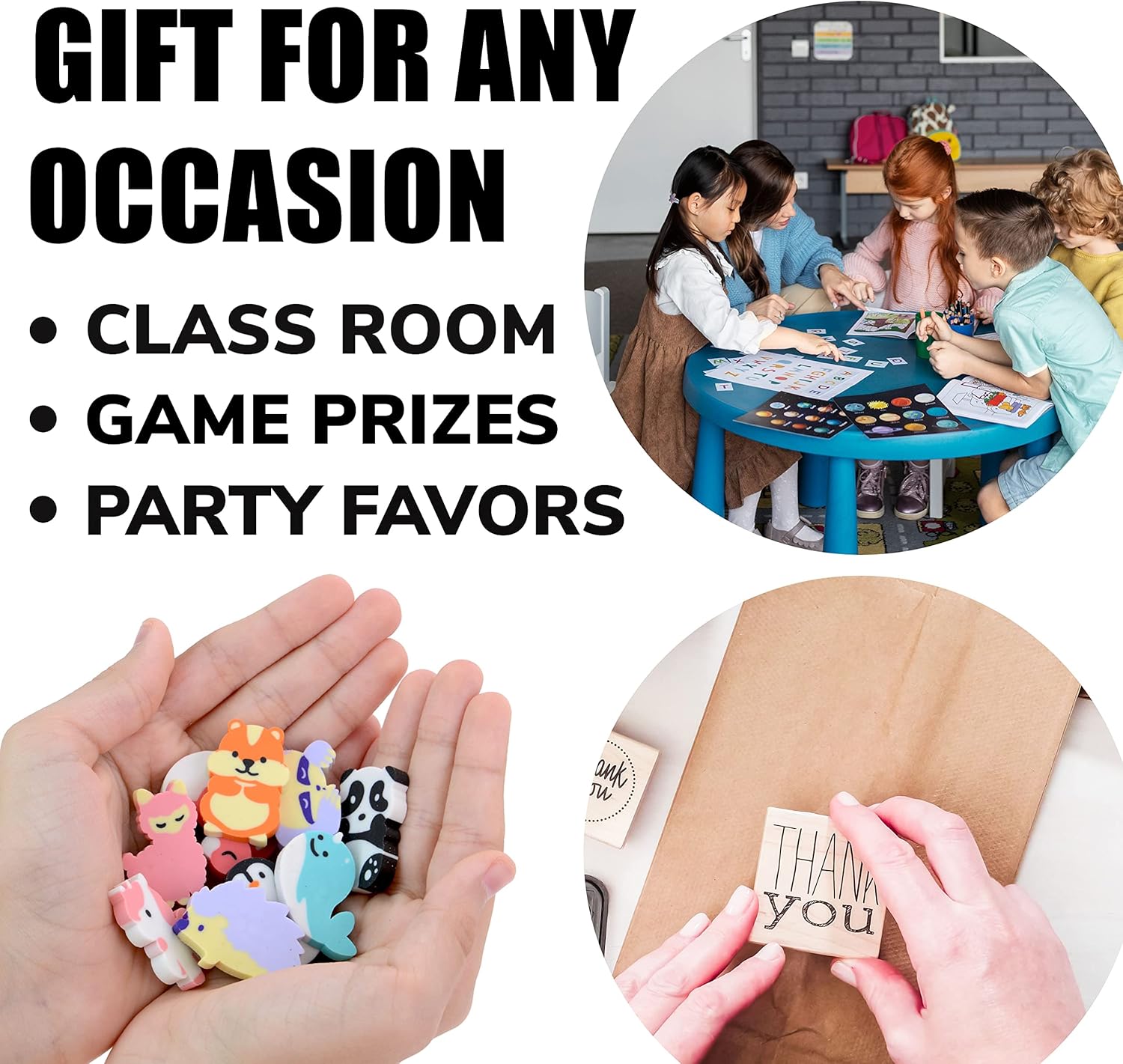 Gomas de borrar para niños  100 piezas de borradores pequeños para niños  Borradores lindos para premios de aula  Regalos a granel para niños  Mini