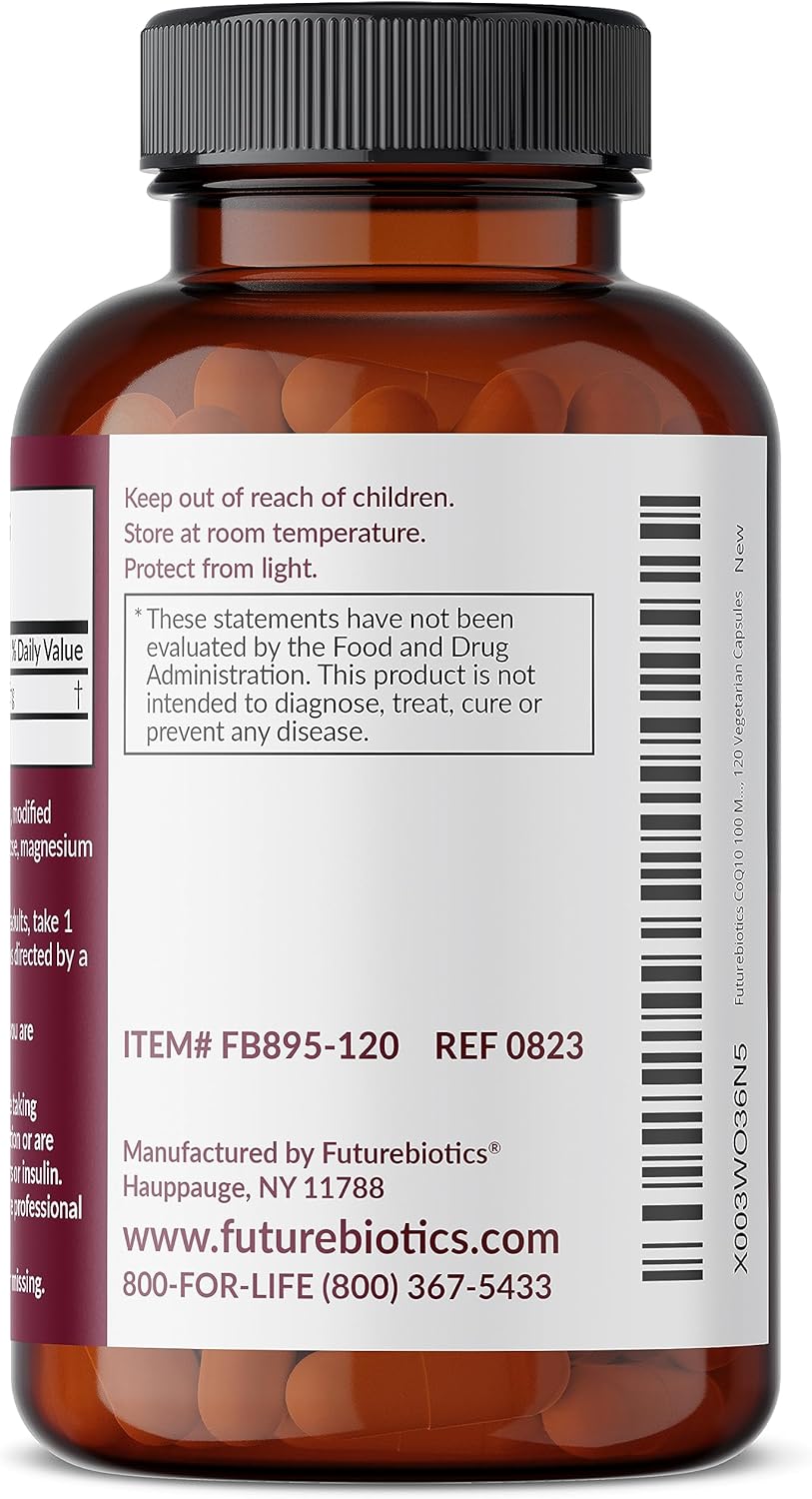 Futurebiotics CoQ10 Producción de Energía Celular de 100 MG, 120 Cápsulas Vegetarianas