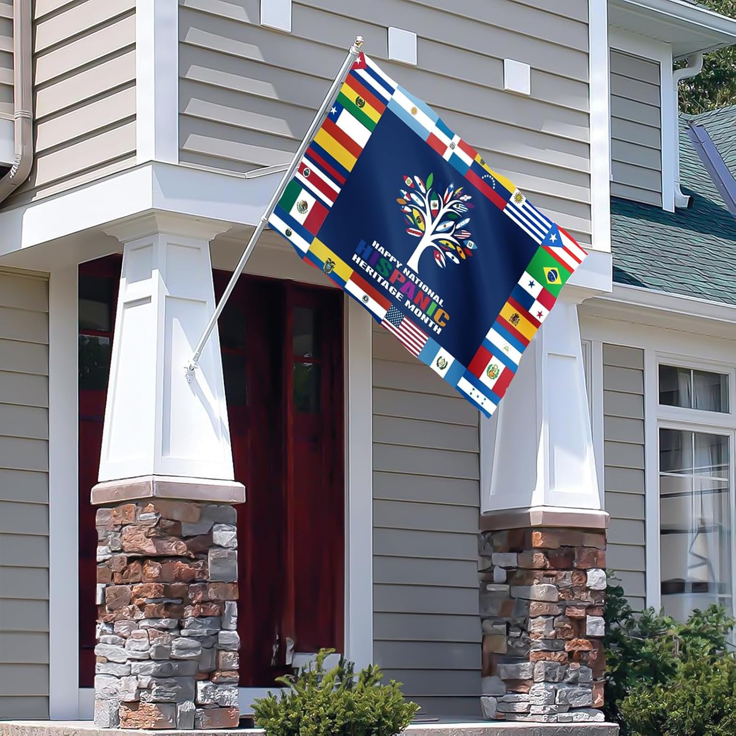 Bandera de árbol de 22 países hispanos hispanos, patrimonio nacional hispano, bandera de 3 x 5 pies, doble impresa, divertida bandera para