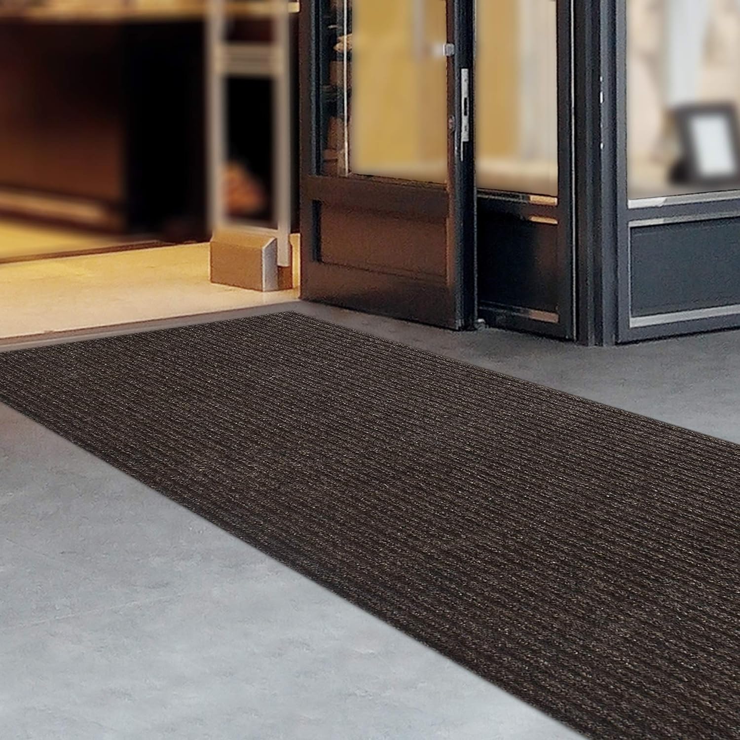 Alfombra de corredor iCustomRug para interioresexteriores, muchos tamaños disponibles, Marrón