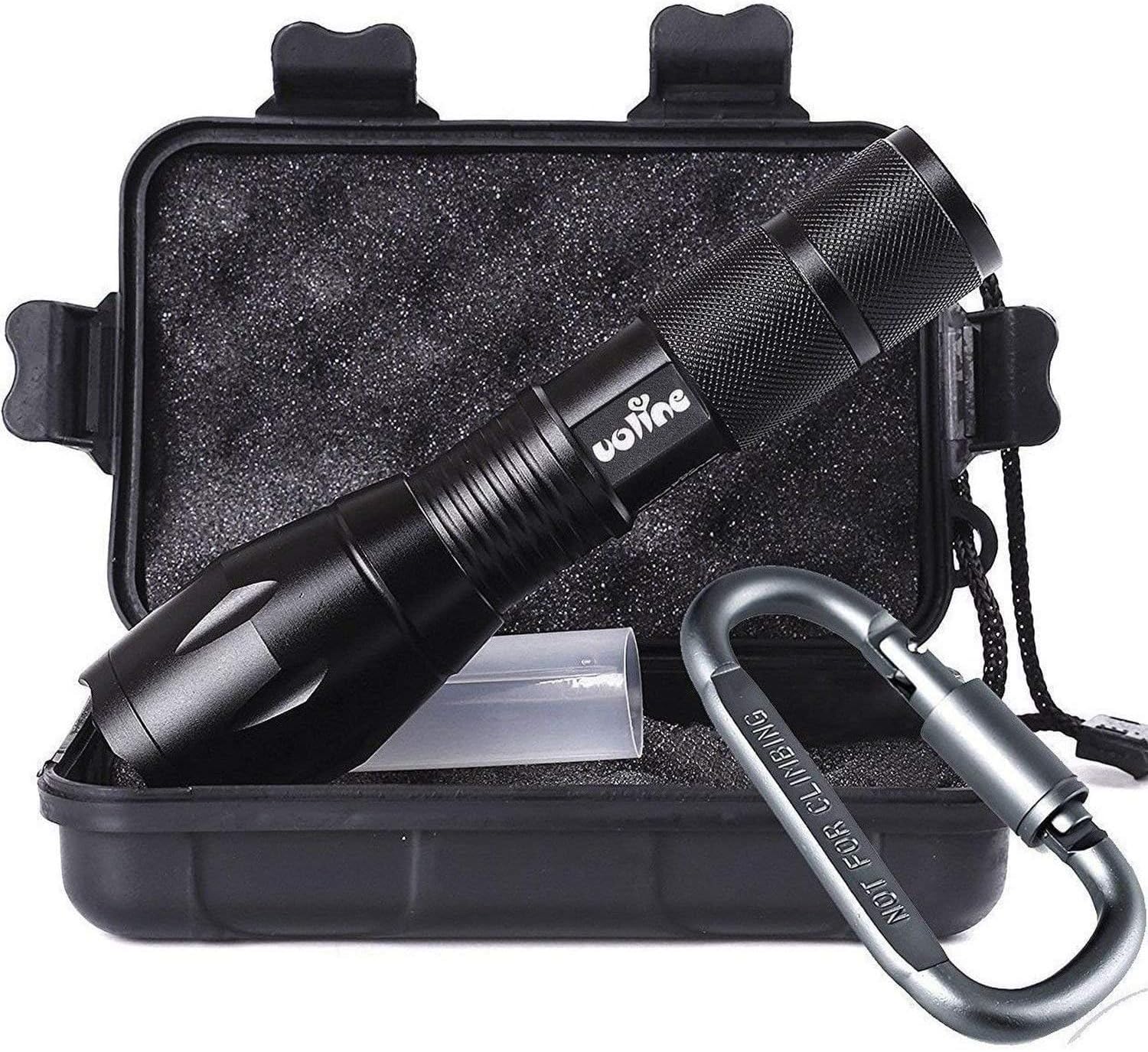 Uoline Linterna LED táctica portátil con 5 modos, potente linterna táctica más brillante de alta potencia, linterna de mano de emergencia